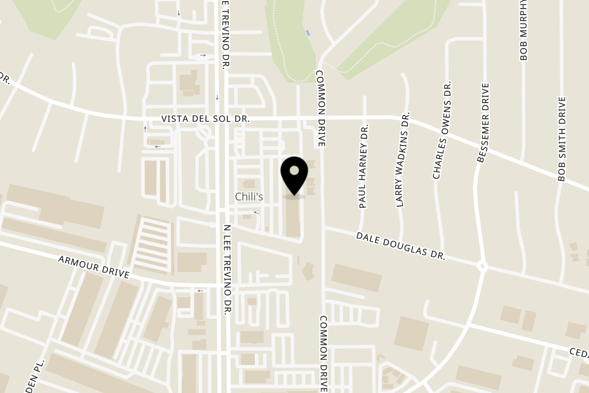 Map showing the location of Border City Ale House on 1506 Lee Trevino Dr Ste G in El Paso